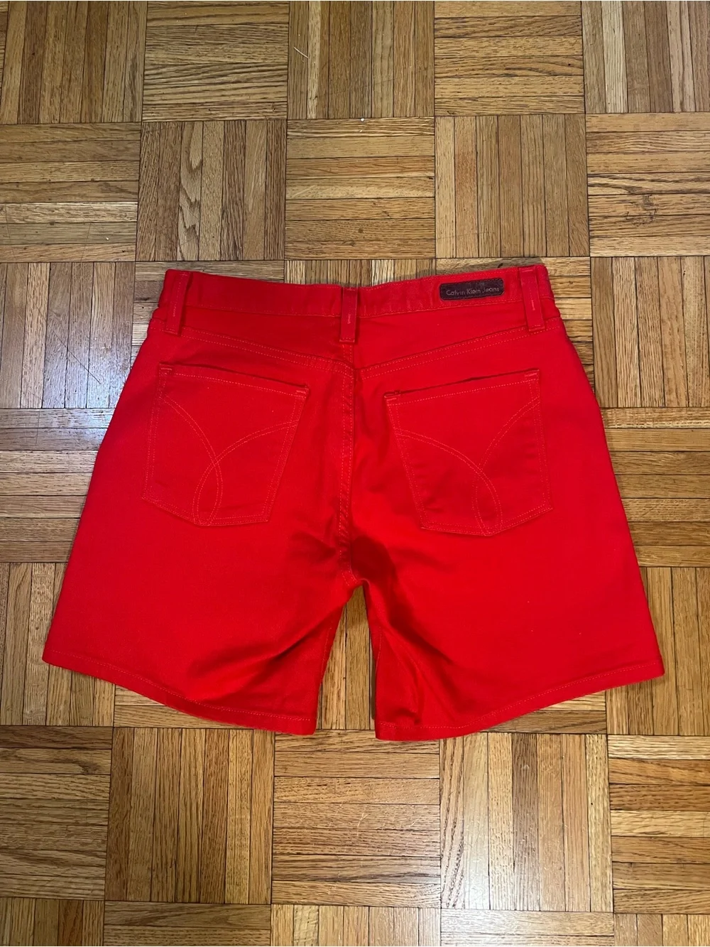 Pop of Color in Calvin Klein Jeans Red Denim Shorts size 6
